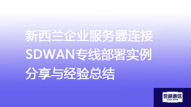 新西兰企业服务器连接SDWAN专线部署实例分享与经验总结???解决方案//世耕通信全球办公专网